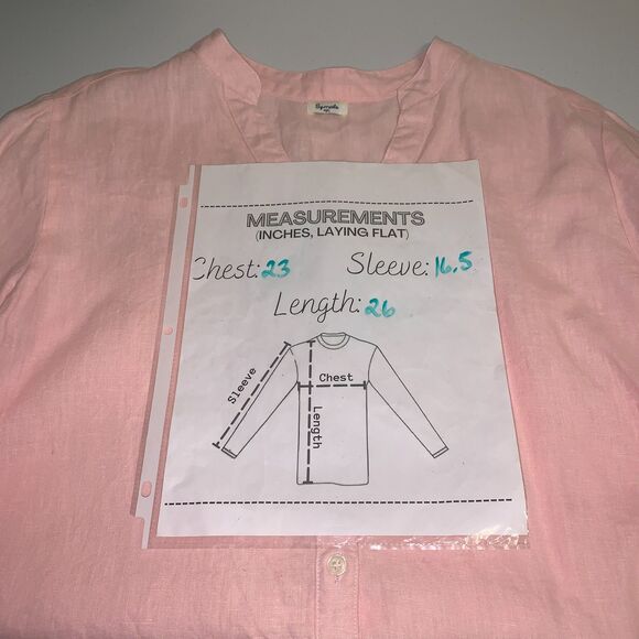 Symple NYC Pink 100% Linen Button Down Blouse Women’s XL Relaxed Fit Lagenlook - Picture 6 of 6